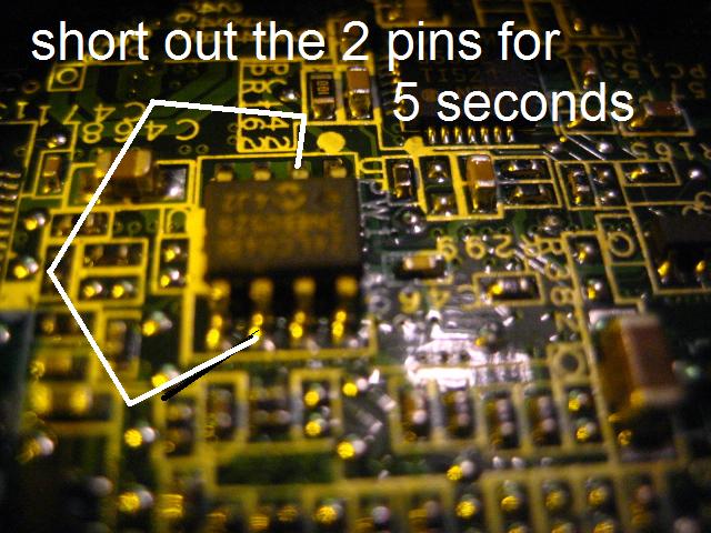 Short the pins shown above in order to reset the password.